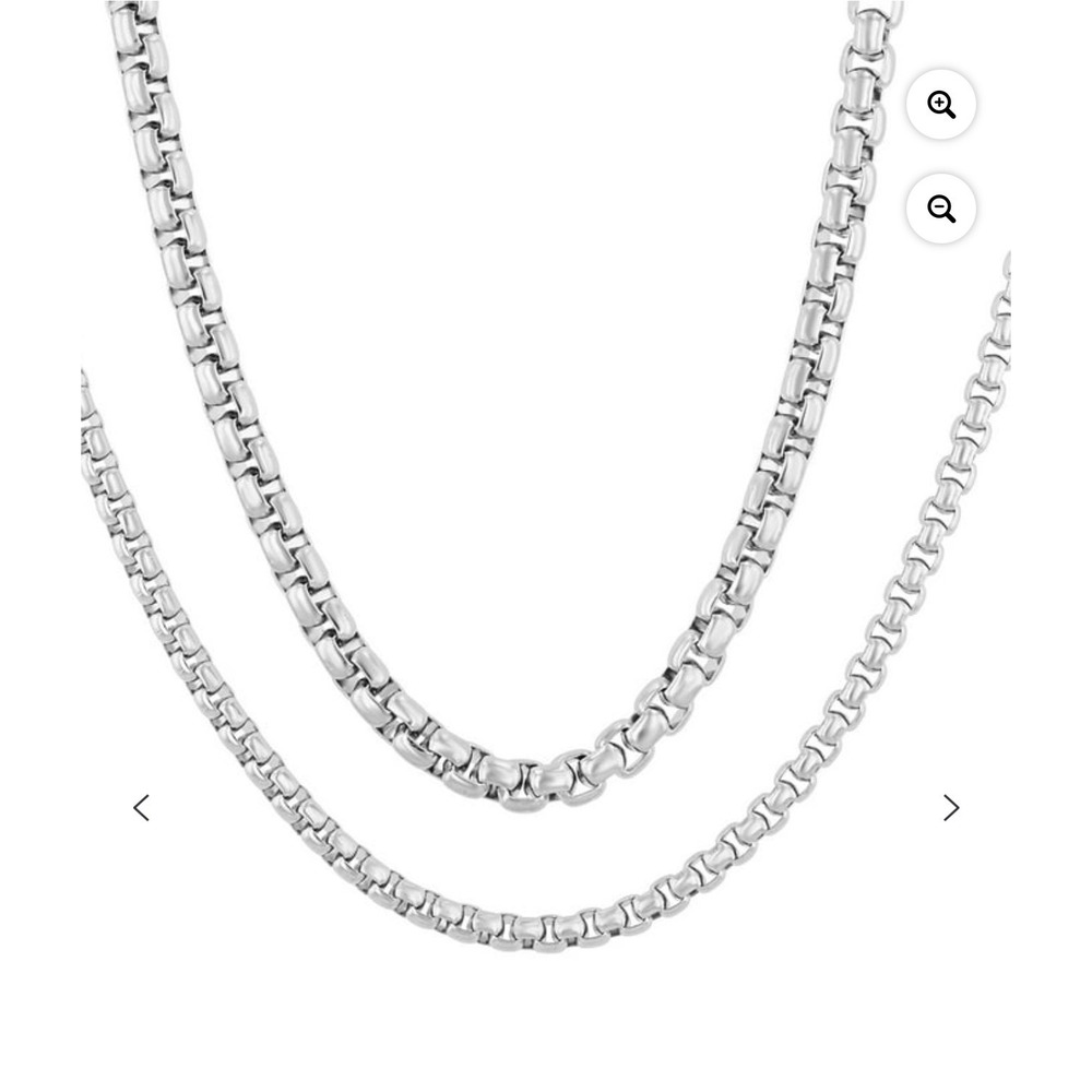 Believe by Brilliance Mens Stainless Steel Rounded Box Link Chain Set 20 & 22 In